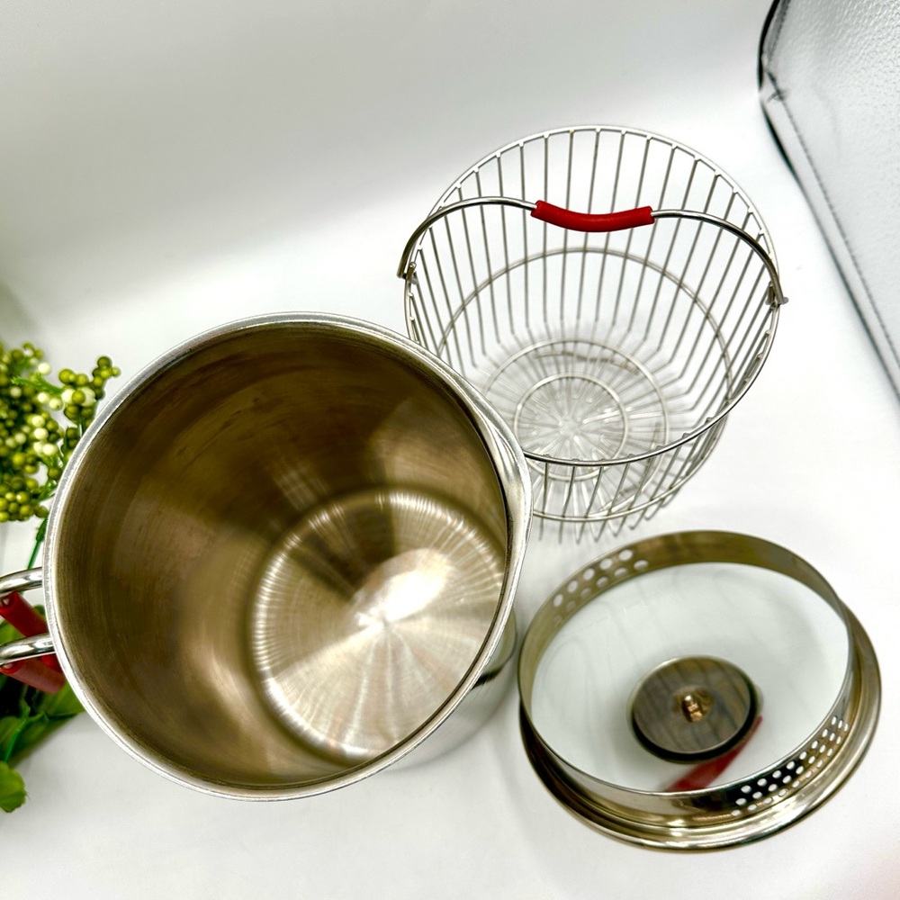 Kuhn Rikon Switzerland Stainless Narrow Pot w Strainer Basket & Lid - Picture 7 of 15